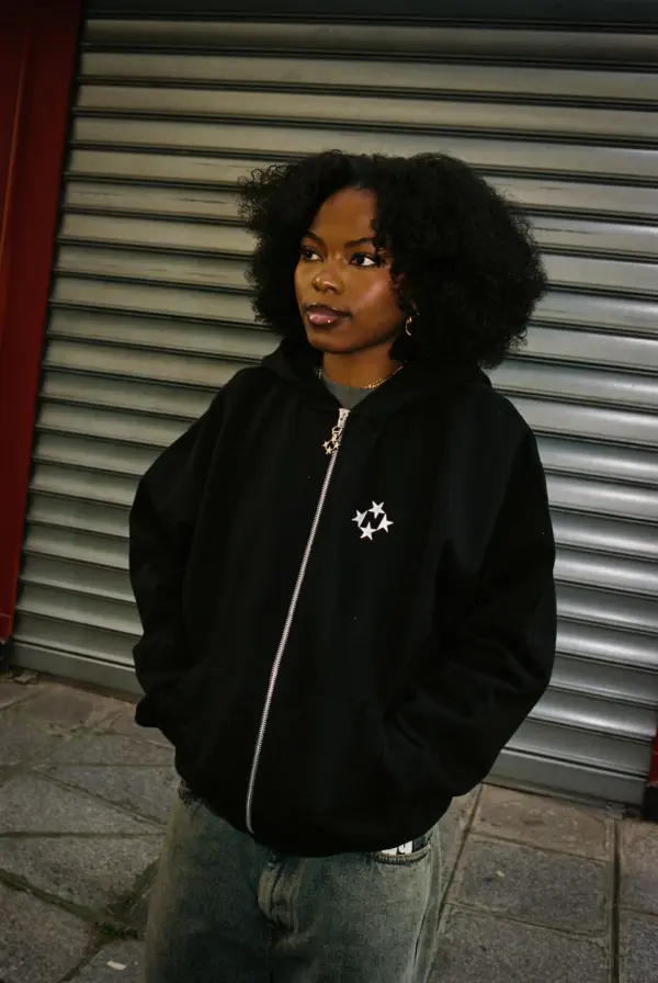 99 Based Zip Logo Black Hoodie