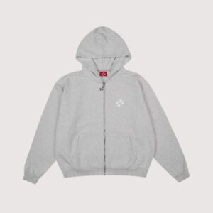 99 Based Logo Zip Hoodie Grey Melange